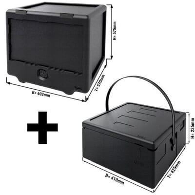 GGM Gastro Thermobox - Frontlader - 100 Liter - für Roller & Fahrräder - inkl. Pizzabox Zwart