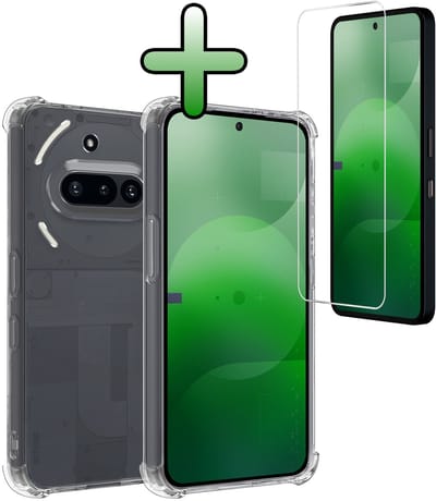 Hoesje Met Screenprotector - Geschikt voor Nothing Phone (3a) - Sterk & Shockproof - Siliconen Case - Back Cover - Telefoon Hoes - Shock Proof - Transparant