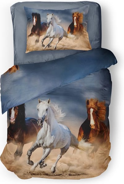 Eleganzzz Dekbedovertrek Wild Horses - Multi - Dekbedovertrek 140x200/220cm - Micropercal - Eenpersoons - Dekbedovertrekken - Paarden Dekbedovertrek - Dieren Dekbedovertrek