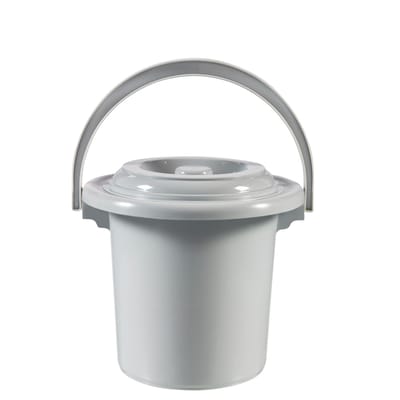 Curver Camping Toiletemmer - met Deksel - 5 l - Ø 23,5 cm - Lichtgrijs