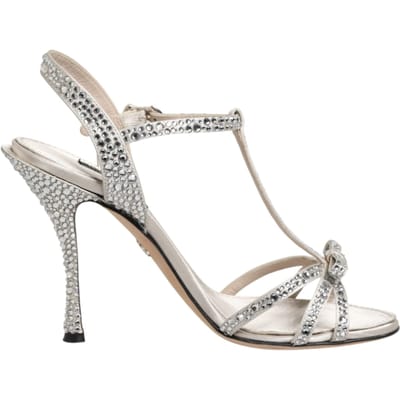 Dolce & Gabbana Zilveren Strass Enkellaarsjes Sandalen Schoenen