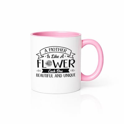Moederdag Mok - A Mother is Like a Flower - Uniek Cadeau voor Mama - Roze Oor & Binnenkant