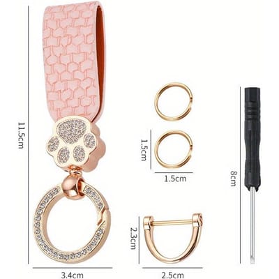 Porte-clés de luxe en cuir PU avec motif patte de chat, accessoire tendance pour couple, idée cadeau créative pour hommes et femmes, clés de voiture rose