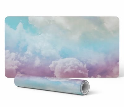 Decoratieve tafelmat met hoogwaardige print van pastelkleurige wolken, 90x45 cm