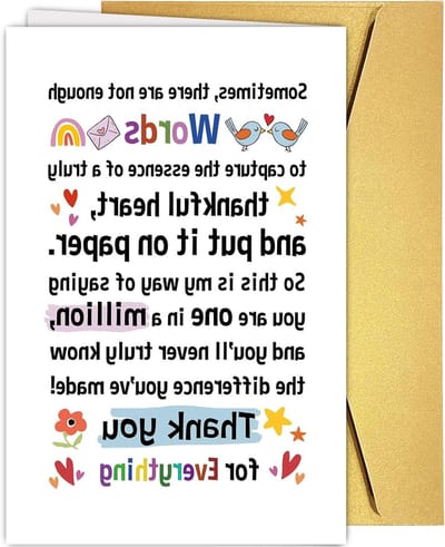 Bedankkaart - Waarderingskaart Vriendschapskaart - Waardering Uiten - Oprechte Woorden Mooi Patroon - 8 x 5.3 inch - Niet gespecificeerd