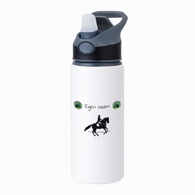 Hacebo® - Paardrijden met naam vrouw waterfles met rietje zwart - Paardrijden - Vrouwen en meisjes - Cadeau - Verjaardag - Geschenk - Gepersonaliseerd - water fles - 650ML