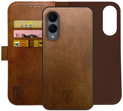 Rosso Element Geschikt voor Samsung Galaxy S25 Edge | Uitneembaar 2-in-1 Hoesje | Luxe Portemonnee | Back Cover en Book Case | Pasjeshouder | Bruin