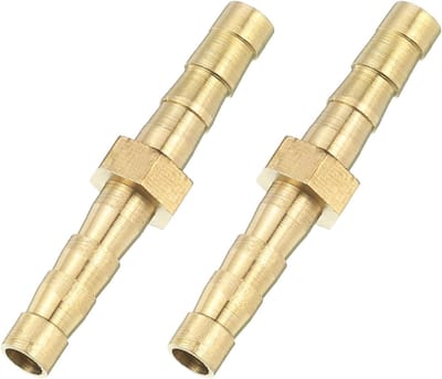 Hose Connector 5 mm, Messing Dubbele Nippel Koppeling, 2 Stuks, Tuinslang Aansluitingen voor Water en Gas Slangen