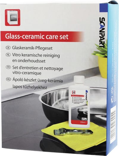 Scanpart kookplaat onderhoudsset - Voor alle glazen kookplaten - zoals keramische inductie en halogeen kookplaten - Inclusief reiniger 200 ml - Schraper en doekje