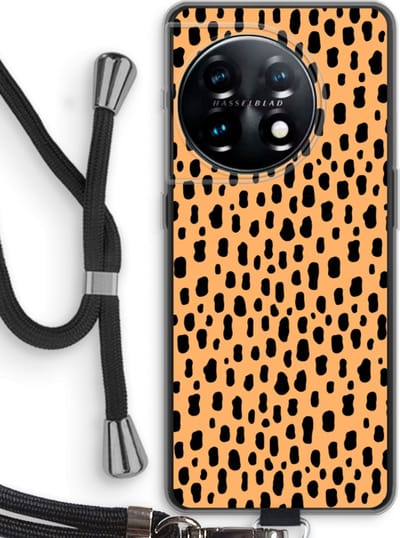Case Company® - Hoesje met koord geschikt voor OnePlus 11 hoesje met Koord - Panter - Telefoonhoesje met Zwart Koord - Bescherming aan alle Kanten en Over de Schermrand