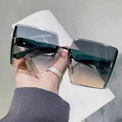 Nieuwe Vintage Vierkante Zonnebril Vrouw Klassieke Retro Gradiënt Spiegel Frameloze Zonnebril Vrouwelijke Mode Randloos Oculos De Sol As Picture groen