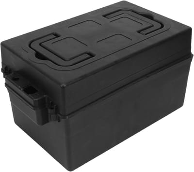 Accubak Opbergkoffer - Batterijhouder Draagtas - Veilige Batterij Opslag - Waterdicht Stevig Plastic - 190x190x310 mm - Zwart