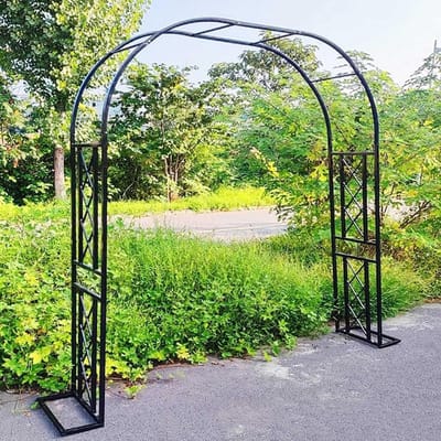 Heavy Duty Tuin Boog Metalen Rozenbogen Breed 140cm 180cm 220cm 260cm 300cm 340cm Grote Klimplanten Ondersteuning Archway Roestvast Tuin Ingangen Decoratie Boog Trellis(Black,140x230x40cm)