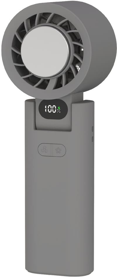 Draagbare Handventilator - Handventilator - Mini Ventilator - 100 Snelheden - Digitaal Display - USB Oplaadbaar - Bladloos - Borstelloze Motor - Donkergrijs