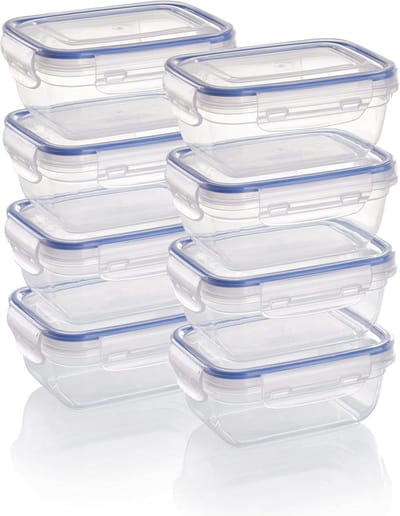 Dailygoods- Voedselopslagcontainer Luchtdicht - 8x Maaltijdcontainers - Stapelbaar - Breukvast - Magnetron-/Vaatwasmachinebestendig - Temperatuurbestendig van -25 °C tot +95 °C