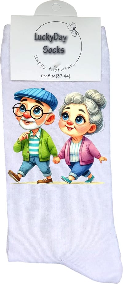 Liefste Oma - Liefste Opa - Grappige sokken - Origineel cadeau - Verjaardag cadeau - Sint cadeau - Leuke sokken - Wandelen - Vrolijke sokken - Grappig cadeau - Pensioen cadeau - Kerstcadeau - Vaderdag - Moederdag - Opa - Oma - Socks maken Happy - 37-