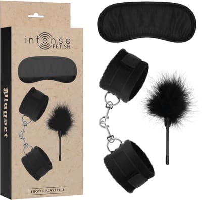 Intense - Fetish Erotic Playset 2 With Handcuffs, Blind Mask And Tickler