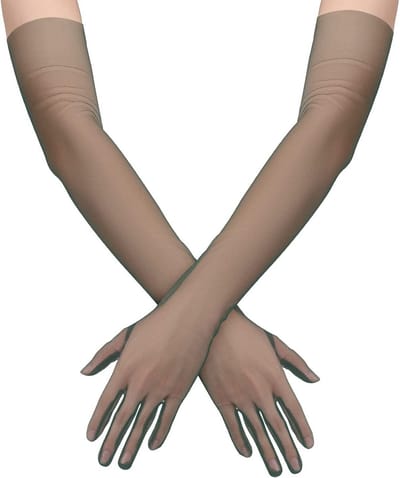 Elegante lange tulle handschoenen voor dames - rekbare ellebooglengte, perfect voor Halloween, cosplay, bruiloften en feesten (Groen)