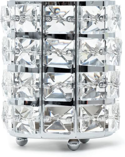 Intirilife penseelhouder voor make-up kwasten van ijzer en glas in zilver - 10,2 x 11,4 cm - houder opbergorganiser voor pennen schoonheidscosmetica