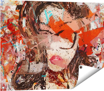 Gards Tuinposter Abstracte Kunst van een Meisje - Vrouw - 80x60 cm - Tuindoek - Tuindecoratie - Wanddecoratie buiten - Tuinschilderij