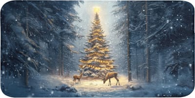 WC mat 120x60 cm - Antislip - Kerstlicht - Woud - Hert - Donker - Toiletmat - Vloermat - Douchemat - Toilet tapijt - Toiletmatten