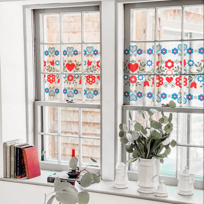 JHUBERS- Raamstickers Vintage Bloemen - Dubbelzijdige Raamfolie - Privacybescherming - Anti-UV - Statische Film - Warmte-isolatie - Raamdecoratie