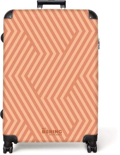 NoBoringSuitcases.com® - Koffer groot - Reiskoffer lichtgewicht - Diagonale lijnen in zalmtinten - Rolkoffer met 4 wielen - Grote trolley XL - 98 liter bagage