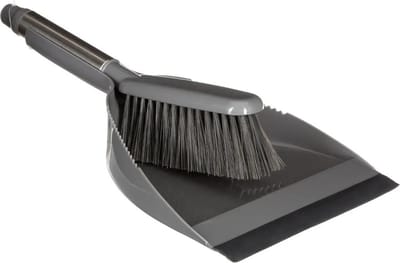 5Five Stoffer en blik grijs - 31 x 22 cm - kunststof met RVS handvat