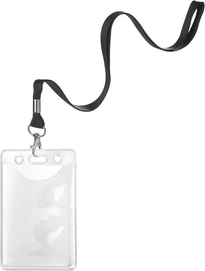 ID-kaarthoes met band - Badgehouder kaarten - Veilig ID tonen - Zwaar gebruik vinyl - 10.4 x 6.9 cm - zwart
