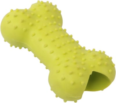 Nobleza Hondenspeelgoed rubber botje - Kauwbotje hond - Kauwspeelgoed - Lengte 8,5 cm - Groen