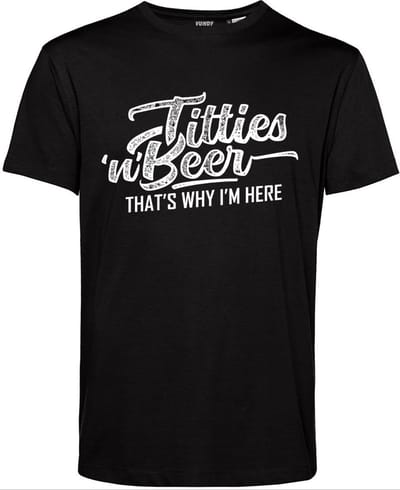 T-shirt Titties 'n Beer | Oktoberfest dames heren | Lederhosen man | Foute party | Zwart | maat XS
