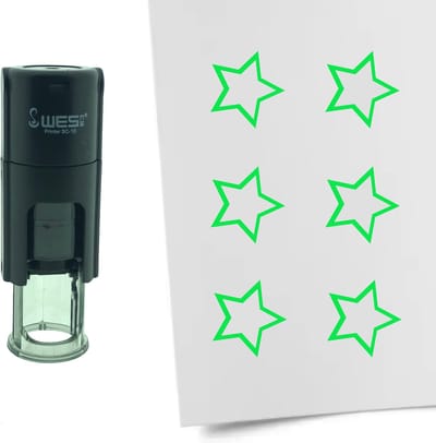 CombiCraft Stempel Open Ster 10mm rond - groene inkt