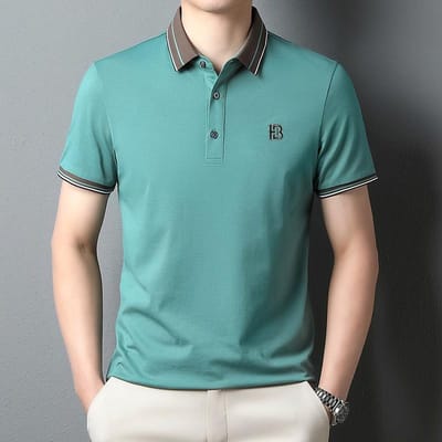 T-shirt à manches courtes en coton pour hommes de haute qualité Été Nouveau T-shirt polo décontracté T-shirt pour hommes Manches courtes Chemise de fond Tendance XXXXL blue