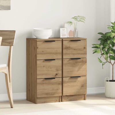 vidaXL - Dressoirs - 2 - st - 30x30x70 - cm - bewerkt - hout - artisanaal - eikenkleur