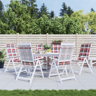 vidaXL - Tuinstoelkussens - 6 - st - 120x50x3 - cm - stof - ruitpatroon - rood