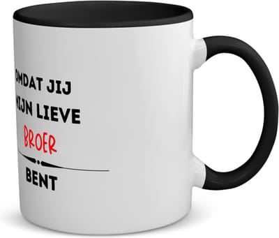 Akyol - omdat jij mijn lieve broer bent koffiemok - theemok - zwart - Broer - de liefste broer - verjaardag - cadeautje voor broer - kado - geschenk - 350 ML inhoud