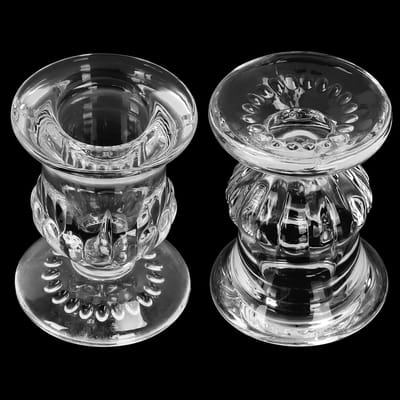 Famanu - Taps Toelopende Kaarsen Houder Set (12 Pak) – B4,7 x H6,3 cm – Kristalhelder Glazen Houders voor Huisornamenten, Bruiloft Taf