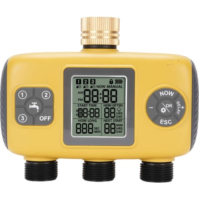 3-uitgang Sproeier Timer Tuinslang Timer met Regenvertraging Automatisch Watersysteem Digitale Irrigatiecontroller voor yellow