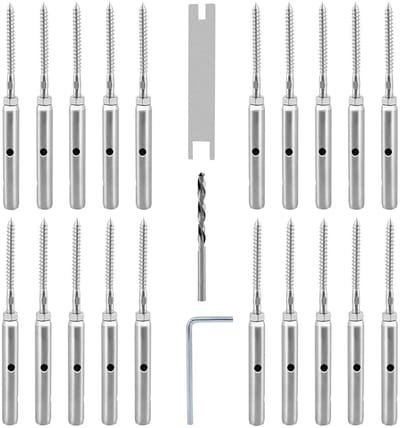 Kabel Spanschroef Kits - RVS Schroefklemmen - Kabelreling Systemen - Links & Rechts Schroefdraad - 3mm Diameter - Gepolijst