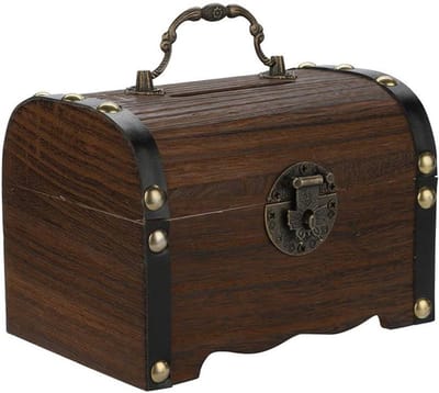 Houten Schatkist - Piratenkist Spaarpot - Geld Besparen - Handgemaakt Houtsnijwerk - 15 x 10 x 10 cm - Niet gespecificeerd
