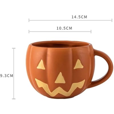 450ml Pompoen Beker Halloween Creatieve Keramische Ontbijt Yoghurt Beker Retro Stijl Duurzaam Emaille met Handvat Bekers Melk Koffie Mok 450ml