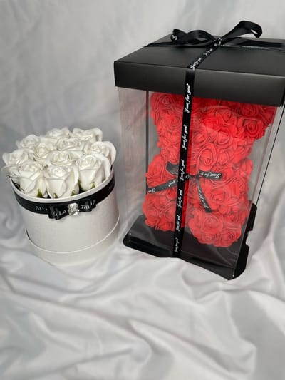 AG Luxurygifts giftbox - rozen beer - rozen box - luxe - giftbox - soap roses - luxe rozen - cadeau box - bloemen - Valentijnsdag - Kerst cadeau - luxury gift