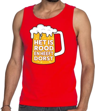 Het is rood en heeft dorst tanktop / mouwloos shirt rood heren - tekst shirt voor heren S