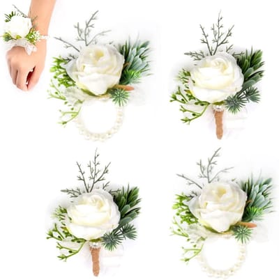 Kunstbloemen Set - Bruiloft Accessoires - Feestelijke Gelegenheden - Lichtgewicht Materiaal - 120x40x90 mm - Wit