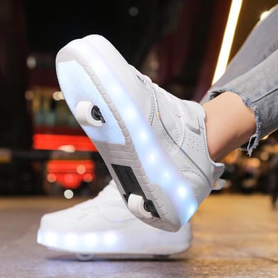 Vierwielige Sportschoenen voor Jongens, Kinderen en Meisjes, Automatische Tweewielige Sportschoenen, Volwassen Rolschaatsen, Wielen 39 white