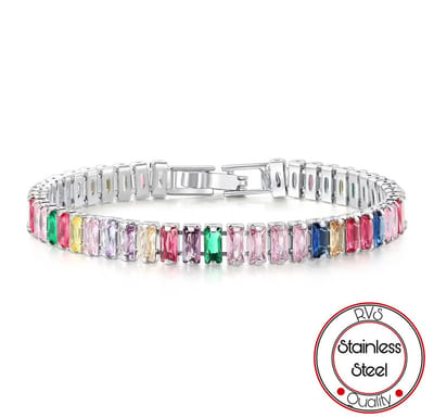 Tennis Armband | Zilverkleurig Bi Color Verguld | Zirkonia stenen 6 MM | Lengte 16 CM | Tennis Bracelet | Sieraden