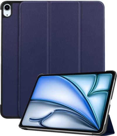 Hoesje - Geschikt voor Apple iPad Air (2024/2025/2026) - 11 inch - Dun & Stevig - Hardcover Book Case - Trifold Bookcase Hoes - Hard Cover - Tablethoes - Donkerblauw