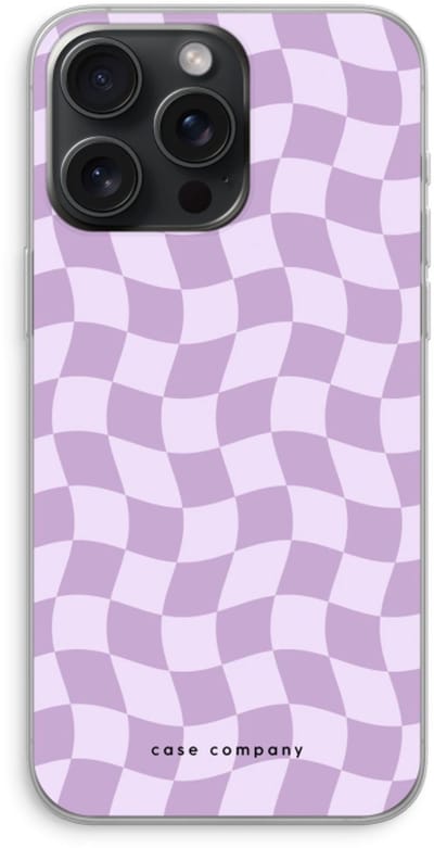 Case Company® - Hoesje geschikt voor iPhone 15 Pro Max hoesje - Grid Paars - Soft Cover Telefoonhoesje - Bescherming aan alle Kanten en Schermrand