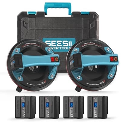 Elektrische Vacuüm Zuignappen voor Glas - Set van 2, 200 mm, LCD-Display, Max. Belastbaarheid 270 kg