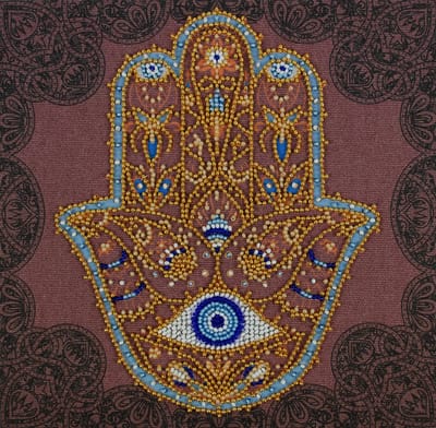 KRALEN BORDUURPAKKET GOLDEN HAMSA - Gouden Hamsa - kralen borduren
